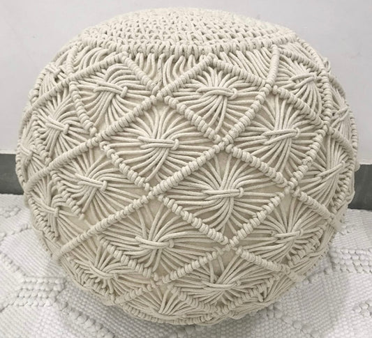 Macramae Cream Ottoman